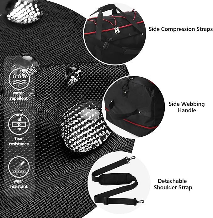 Rolling Duffle Bag with Wheels,110L/140L Expandable Soft-Sided Foldable Duffle Bag with 2 Rubber Wheels,Packable 32” Rolling Carry-On with Multi-Pockets & Compartments (Black Red)