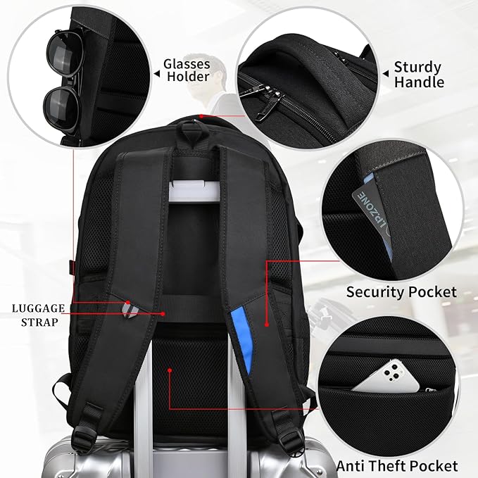 DUSLANG 17 Inch Laptop Backpack for Travel Water Resistant College Backpack for Women Laptop Bag with USB Charging Port,Red A