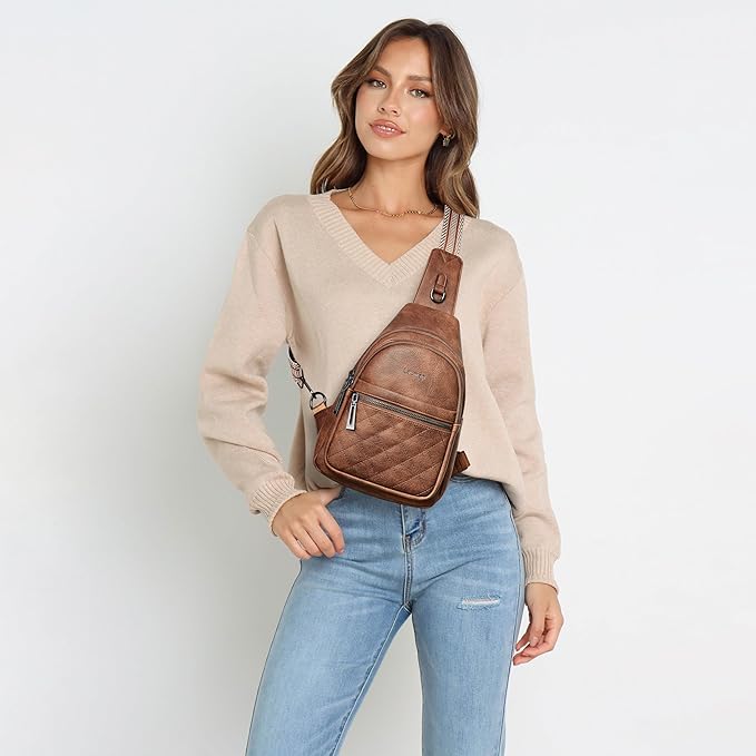 Sling Bag For Women Fanny Pack Crossbody Travel Shoulder Belt Bags Tote Backpack Purse Faux Leather