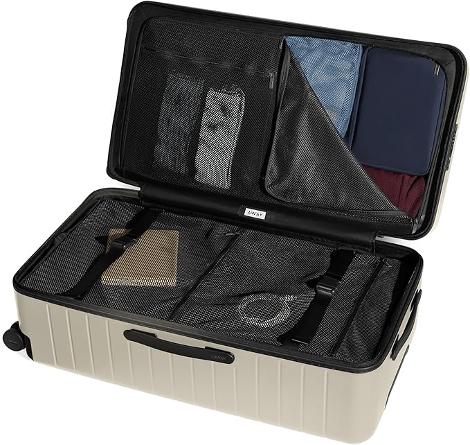Away Large Trunk Luggage, 31 Inch Hardside Suitcase with Spinner Wheels, Lightweight & Durable, TSA Lock, Ideal for Long Trips, Salt White Matte