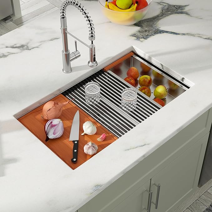 Dcolora 36 Inch Large Double Bowl Low-Divide Kitchen Sink Undermount 16 Gauge Stainless Steel 60/40 Split with Workstation, 36"x19"x10" Double Basin, DC-U7739