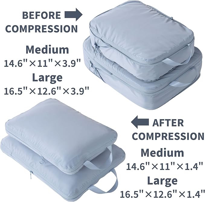 tianzong Compression Packing Cubes for Suitcases, Luggage Organizer Bags Set for Travel (Pink, 2 Pack Medium)