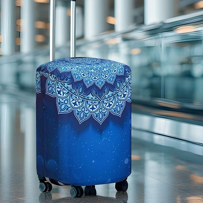 Explore Land Travel Luggage Cover Suitcase Protector Fits 31-32 Inch Case (Blue Violets, XL)