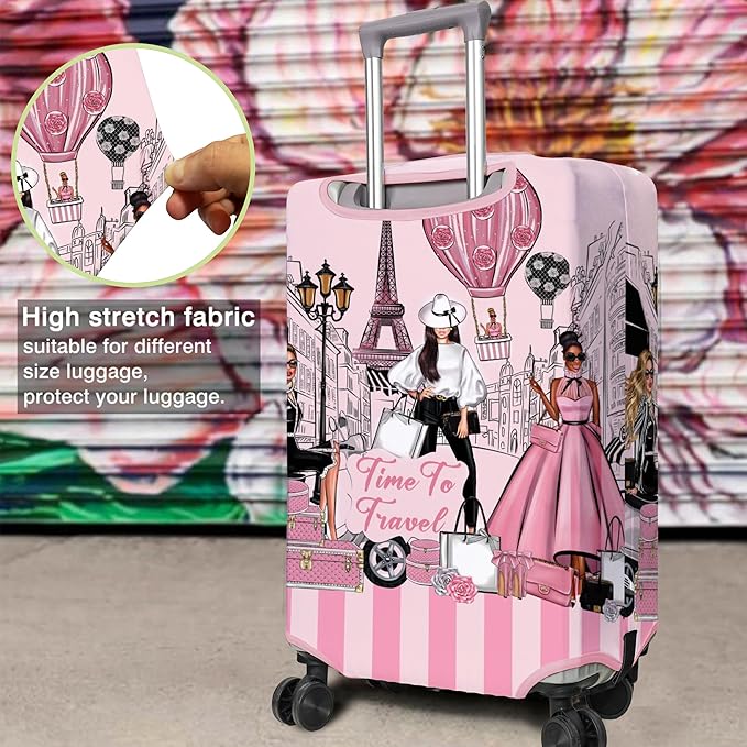 Travel Luggage Cover Suitcase Protector Fits 18-32 Inch Wheel Covers PatternedTravel Related Items Flower Luggage Protector Elastic S