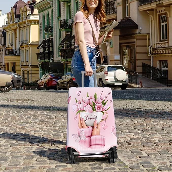 Travel Luggage Cover Suitcase Protector Fits 18-32 Inch Wheel Covers PatternedTravel Related Items Flower Luggage Protector Elastic M