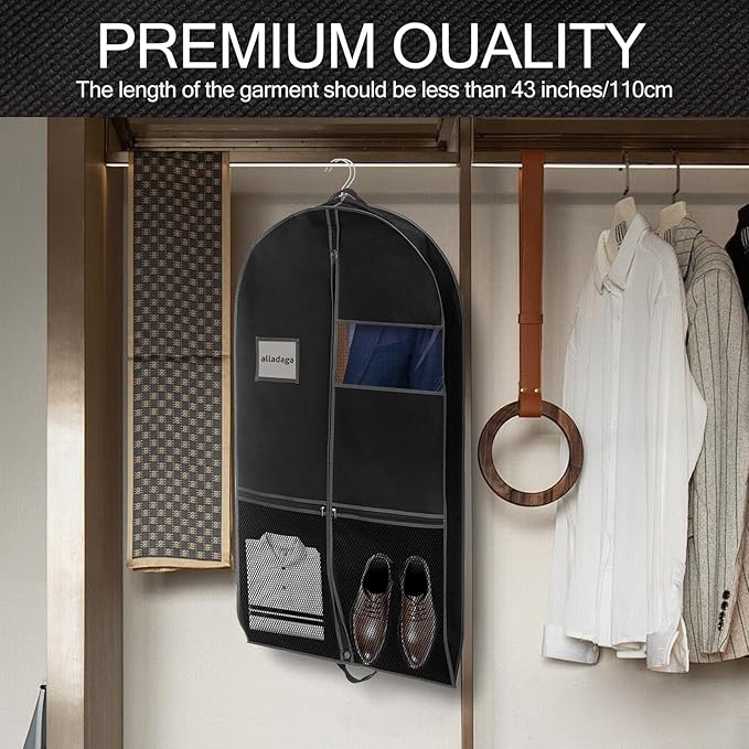 43" Garment Bag for Travel and Storage, Suit Bag with Duffle Design, Ideal for Hanging Clothes, Blazers, Dresses, Coats, and Wardrobes (1 Pack)