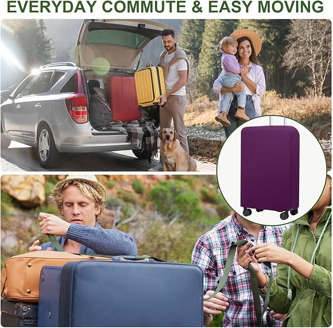PATIKIL Luggage Cover, Suitcases Covers Elastic Carry on Cover Protector Washable Scratch-Resistant Fits 24-25 Inch Luggage for Travel Business Trips, Purple