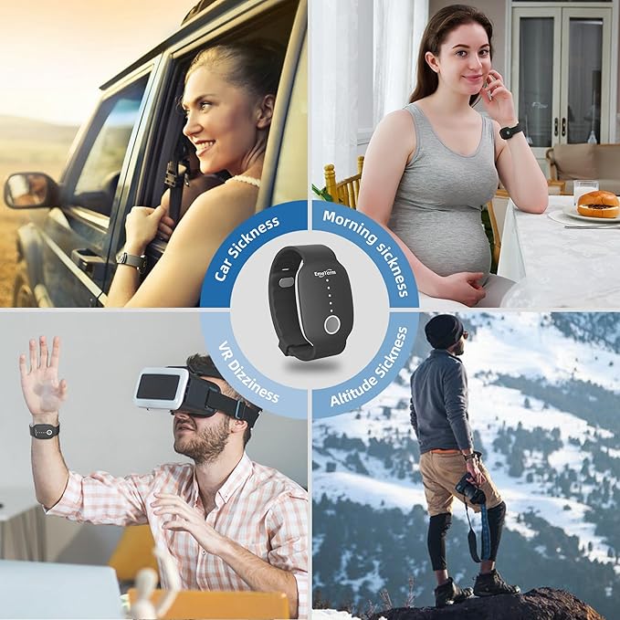 EmeTerm Fashion FDA-Cleared Relieve Nausea Electrode Stimulator Morning Sickness Motion Travel Sickness Vomit Relief Rechargeable No Gel Drug Free Wrist Bands Without Side Effects