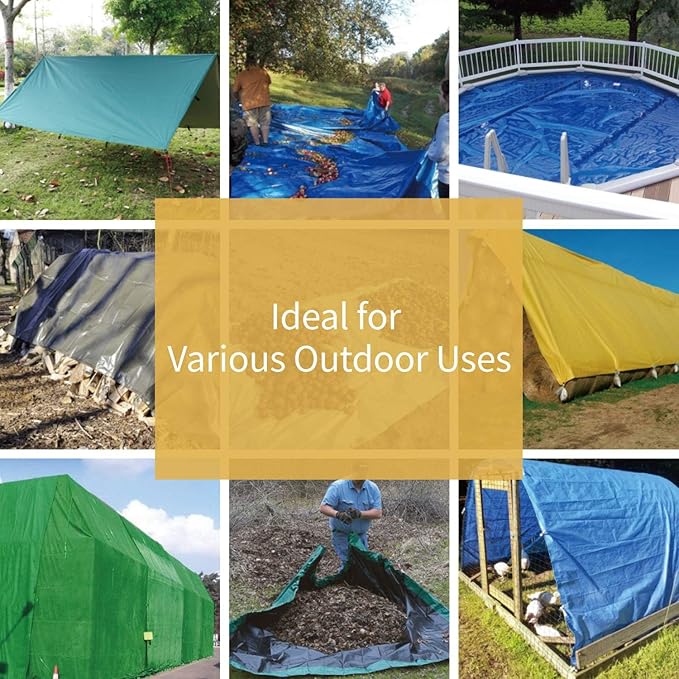 GUARD SHIELD Tarp Green 8x10 Feet Multi Purpose Waterproof Poly Tarp Cover 5mil