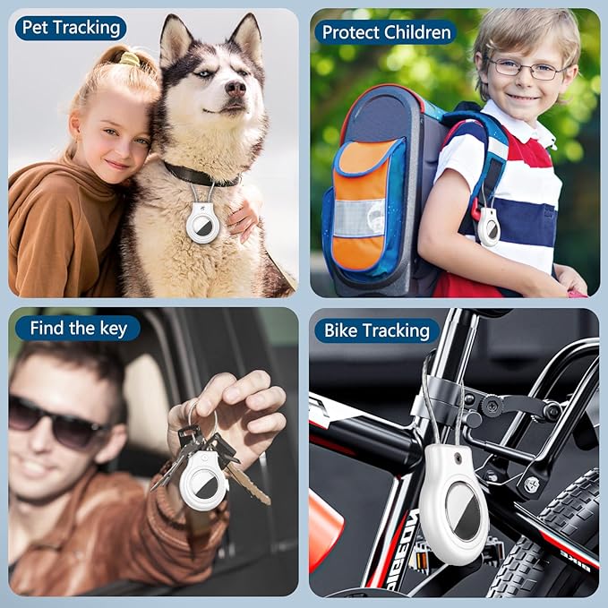 Waterproof Airtag Holder,Airtag Case with Secure Lock,Airtags Keychain for Apple Airtag,Anti-Lost Protective Cover Air tag Accessories for GPS Item Finder Tracker Luggage,Bag,Key,Pet,Cat Dog,White
