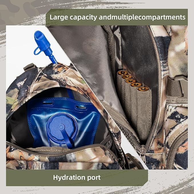 hunting backpack for men Waterproof Camo Pack Hunting gifts for men gear Hunting Day Pack-BlessedBark-35L