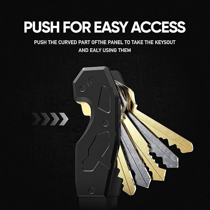 Zeeker Compact Key Organizer Keychain with Built-in Tools – Holds 1-6 Keys, Includes Bottle Opener, Hex Wrench, and Serrated Cutter – Minimalist Key Holder for Men and Women (Black)