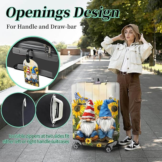 Luggage Cover + Tag, Dwarf Travel Suitcase Protector for 22-24 inch Luggage (M), Dustproof, Anti-Scratch
