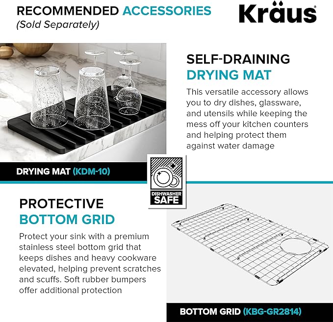 KRAUS Bellucci 32” in. Undermount Workstation Granite Kitchen Sink in Metallic Black with Accessories, KGUW2-33MBL