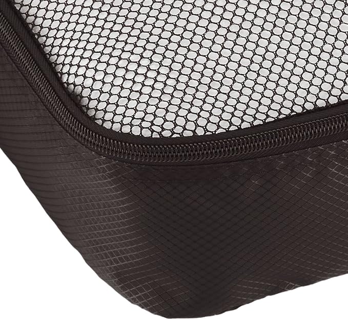 Amazon Basics 4 Piece Packing Travel Organizer Zipper Cubes Set, Medium (2) and Large (2), Black
