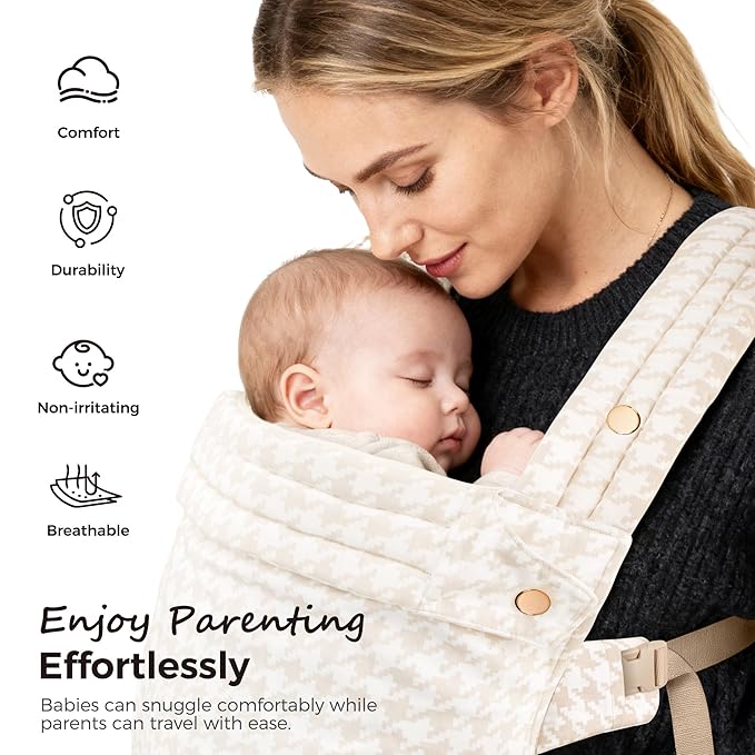 Baby Carrier Newborn to Toddler- Ergonomic,Cozy and Lightweight Infant Carrier for 7-40lbs,3 Carry Positions Newborn Carrier,Black Houndstooth