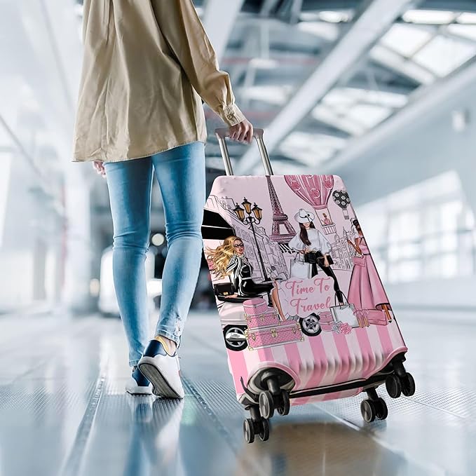 Travel Luggage Cover Suitcase Protector Fits 18-32 Inch Wheel Covers PatternedTravel Related Items Flower Luggage Protector Elastic L