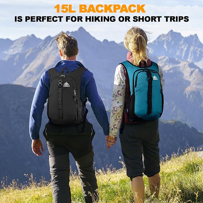 Seektop 15L Small Hiking Backpack for Women Men, Foldable Packable Backpack with Phone Pocket, Lightweight Travel Daypack for Hiking Camping Outdoor (Lake Blue)