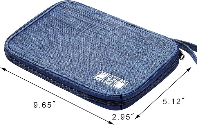 SELLYFELLY Travel Electronics Organizer Portable Cable Organizer Bag for Storage Electronic Accessories Case for Cord,Phone,Charger,Flash Drive (Navy Blue)