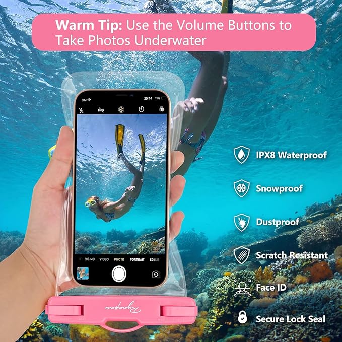 Waterproof Phone Pouch Bag - 7.5in Water Proof Cell Phone Case for Beach Travel Must Haves, IPX8 Dry Bag with Lanyard for iPhone 16 15 Pro Max Galaxy S25 Ultra Pixel 7a, Cruise Essentials 2025