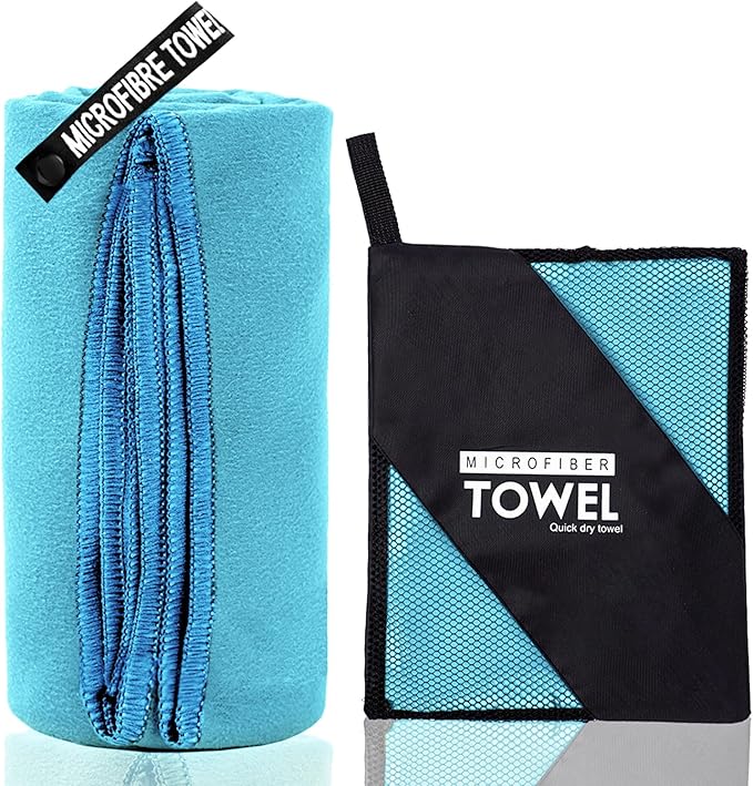 Microfiber Travel Towel, Soft Lightweight Quick Dry Towel, Super Absorbent Compact Travel & Sports & Beach Towels for Camping, Backpack, Gym, Swimming, Yoga, Hiking (XL:30"×60" -MarineBlue)