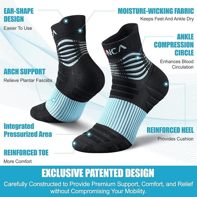 NEENCA Professional Compression Socks, Medical Athletic Ankle Socks for Injury Recovery & Pain Relief, Sports Protection, Circulation —1 Pair, 20-30 mmhg