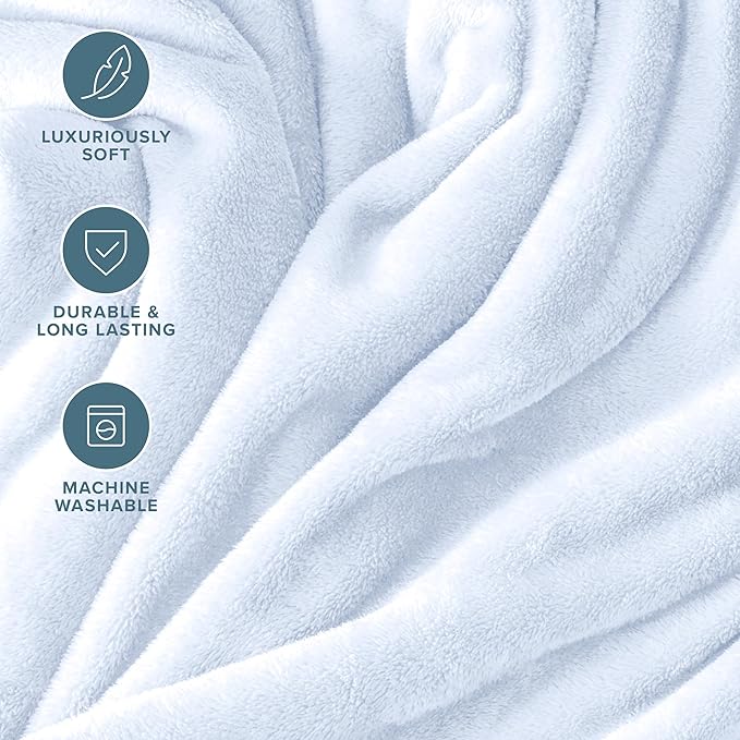 Bare Home Fleece Blanket - Twin/Twin Extra Long - Ultra-Soft Lightweight for Bed, Sofa, and Couch - Luxury Microplush - Cozy Warm Blanket (Twin/Twin XL, Blue Mist)