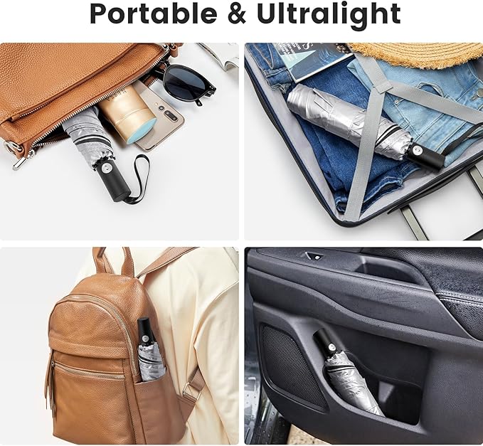 G4Free 43 Inch Travel Umbrella Ultralight UPF 50+ UV Protection Compact Sun Umbrella, Double Canopy Super Slim Small Portable Automatic Anti-bounce Close
