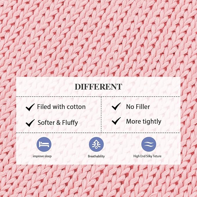 L'AGRATY Knitted Weighted Blanket - 48"x72" 15lbs Cooling Chunky Knit Heavy Blanket for Adults Braided Crochet Throw Thick Cable Yarn Knit Decorative No Beads Evenly Weighted Machine Washable