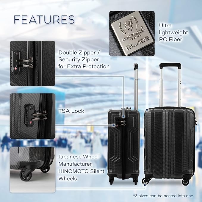 LEGEND WALKER BLADE-Ultralight PC Fiber Luggage, 21-inch, BlackCarbon, 5604-48-BKCB