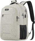 Backpack for Men Women, School Backpacks for Teen Boys, Business Anti Theft Sturdy Travel Laptop Backpack with USB Charging Port, Water Resistant 15.6 Inch Computer Bag Gift, Beige