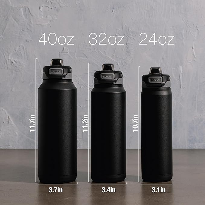 ZULU Powerfill Pro 32oz Stainless Steel Water Bottle with Quick Fill Lid, Triple Walled Vacuum Insulated Metal, Leak Proof Locking Lid, Sip and Chug, Reusable BPA Free, High Tide