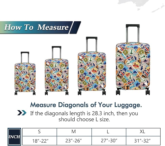 HYPER VENTURE Washable Luggage Cover - Fashion Suitcase Protector Fits 18-22 Inch Luggage (World Voyage, S)