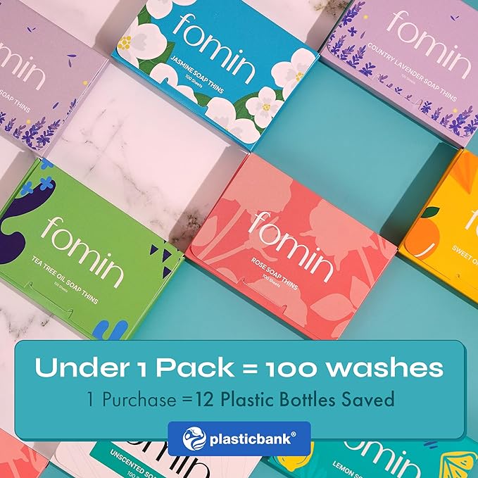 FOMIN - Antibacterial Paper Soap Sheets for Hand Washing - (100 Sheets) Lavender Portable Travel Soap Sheets, Dissolvable Camping Mini Soap, Portable Hand Soap sheet