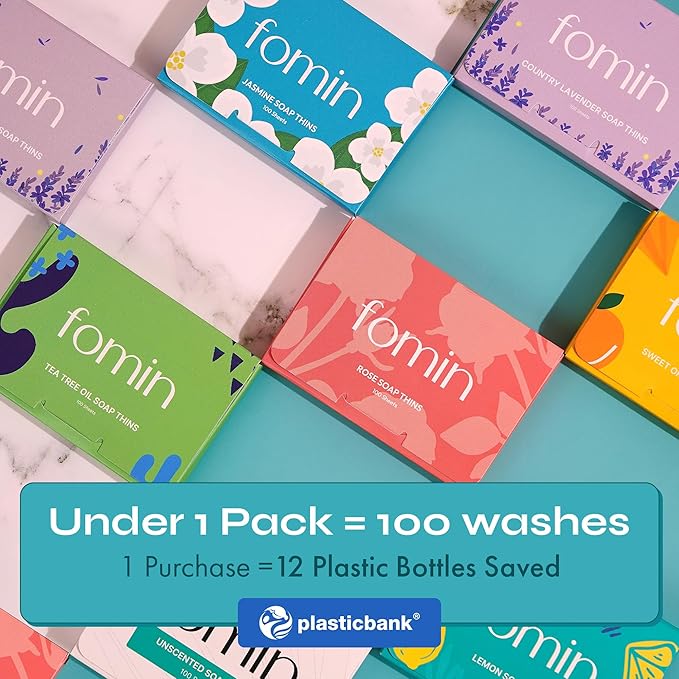 FOMIN - Antibacterial Paper Soap Sheets for Hand Washing - (300 Sheets) Orange Portable Travel Soap Sheets, Dissolvable Camping Mini Soap, Portable Hand Soap sheet