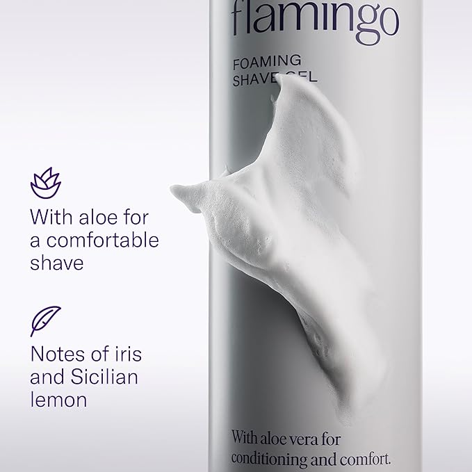 Flamingo Shaving Razor Set for Women - Original Razor Handle, 2 Blade Refills, Foaming Shaving Gel, and Shower Holder - Lilac