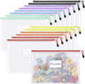 Sooez 14 Pack Mesh Zipper Pouch Bags, A4 Letter Size, Zipper Bags with Label Pocket, Waterproof Pouches for Classroom Organization, Board Game Storage, Document Bag for Teacher School Office Supplies