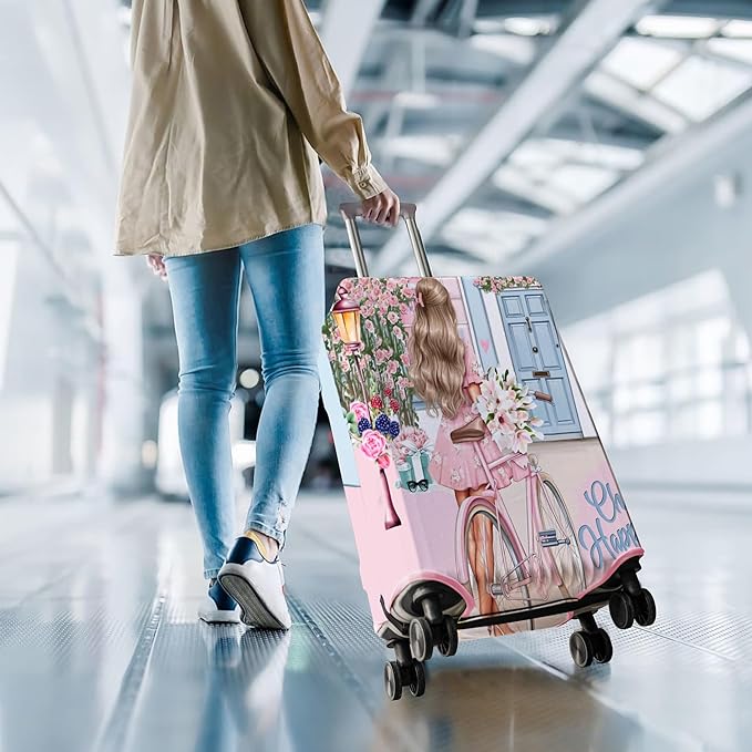Travel Luggage Cover Suitcase Protector Fits 18-32 Inch Wheel Covers PatternedTravel Related Items Flower Luggage Protector Elastic M