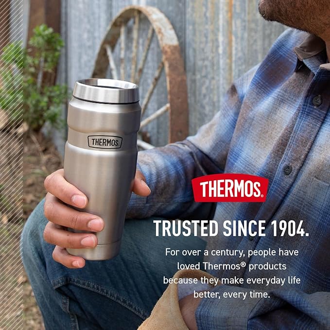 THERMOS Stainless King Vacuum-Insulated Travel Tumbler, 16 Ounce, Midnight Blue