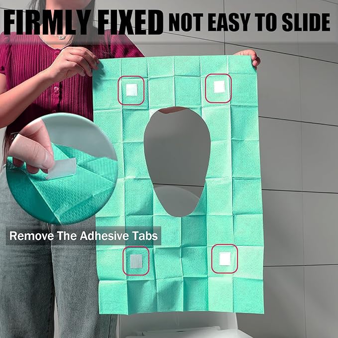 50 Pack Toilet Seat Covers Disposable 16x24 Inch XL Portable Toilet Liners Travel Seat Cover for Outdoors,Hotel, Hospital, Travel, Public Toilet Seat Cover (50pack, GREEN)