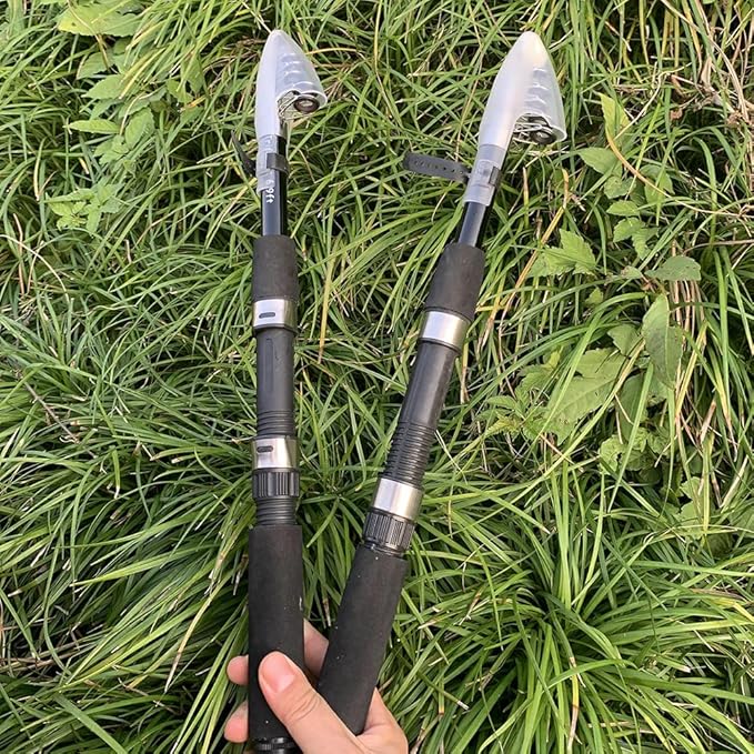 Fishing Pole Combo, 6.9ft 2Pcs Telescopic Rods Set, Collapsible Fishing Rods, 2PCS Spinning Reel Set with Carrier Bag Freshwater Fishing Rod and Reel Combos Kits(2 Blue Combos)