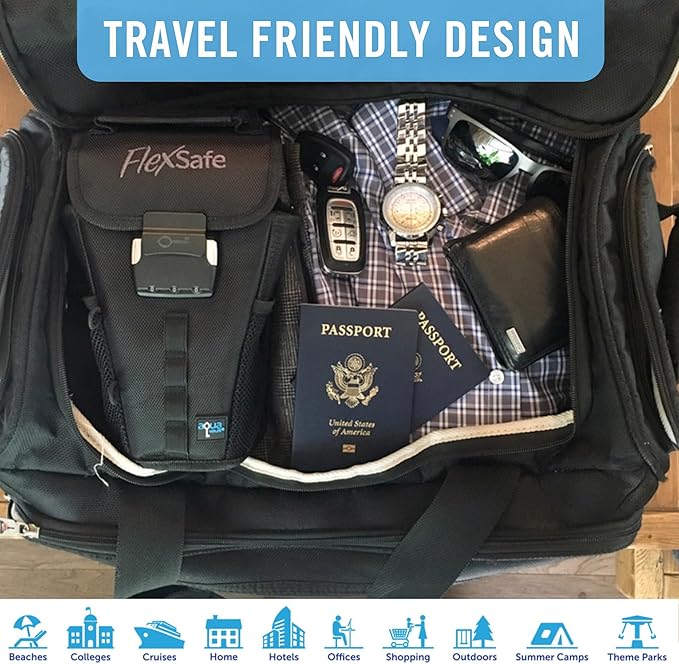 Aquavault | Flex Safe | Beach Chair Vault | Anti theft combination lock | 3 Digit Programmable lock | Water resistant, Slash Resistant and RFID Blocking (Black)