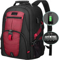 LOVEVOOK Travel Laptop Backpack Waterproof Anti Theft with Lock and USB Charging Port Large Computer Business Backpack for Men Women College (15.6 inch,Red)