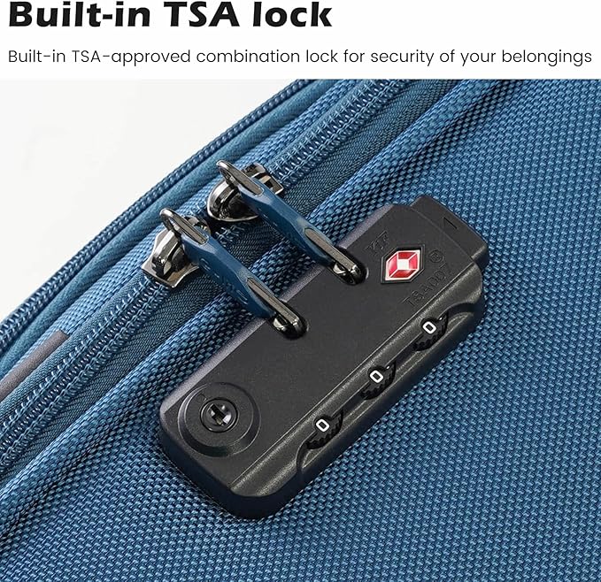 Coolife Luggage 4 Piece Set Suitcase TSA Lock Spinner Softshell lightweight(black+blue)