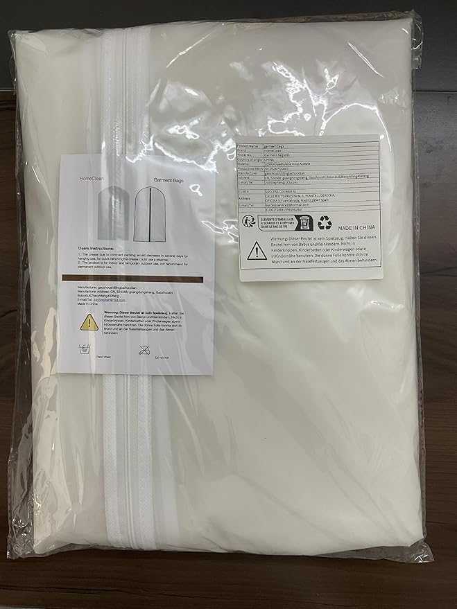 Dress Bags for Hanging Clothes 24'' x 54'' Long Dress Hanging Garment Bag White Breathable Garment Bags for Hanging Clothes Full Zipper Dust Cover for Storage Closet Pack of 6