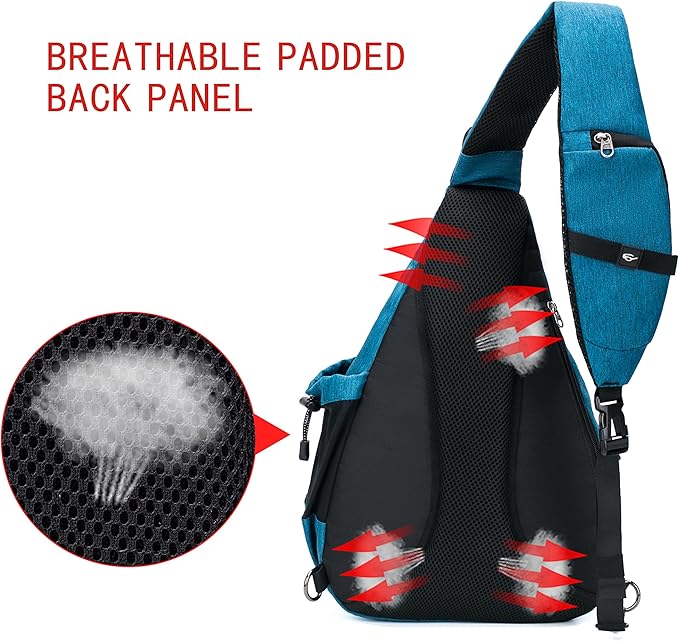 Water-Proof Sling bag/Crossbody Backpack/Shoulder Bag with USB Charging Port for Travel, Hiking, Cycling, Camping