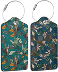 2 Pack Luggage Tags for Suitcases Retro Tropical Plants Luggage Tag, Leather Stainless Steel Loop Label Tag for Men Women Travel Bag Suitcase