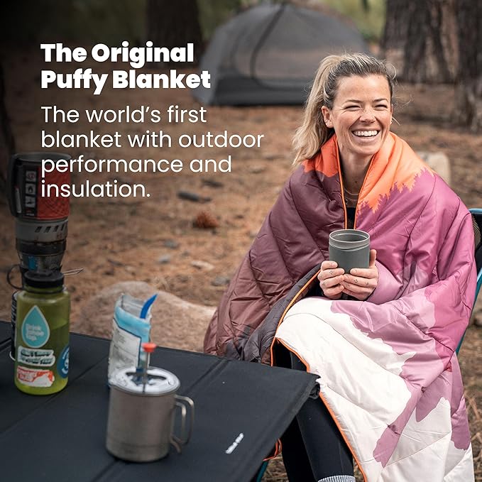 Rumpl Original Puffy Blanket - Warm, Water-Resistant Camping Blanket with 100% Recycled Synthetic Insulation, 52"x75", Original Puffy V2, Black