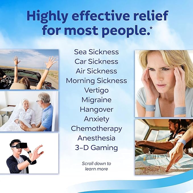 Sea-band Anti-Nausea Acupressure Wristband for Motion & Morning Sickness - 1 Pair Red