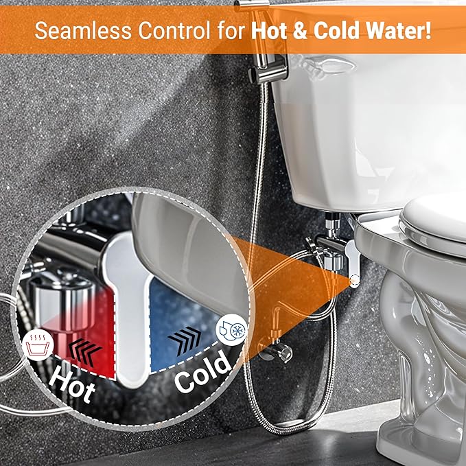 Hot and Cold Bidet Sprayer for Toilet w/Thermal Insulated Grip - Hot Water 180°F Handheld Sink Bidet Shataff - Diaper Sprayers - Muslim Shower Hand Held Attachment for Sink Hose Sprayer